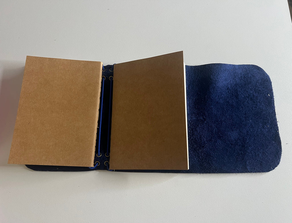Mini Passport Journal – Royal Blue Metallic with Evil Eye
