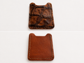Texas Pirarucu Fish Leather Vertical Card Case– Hand-Stitched Brown