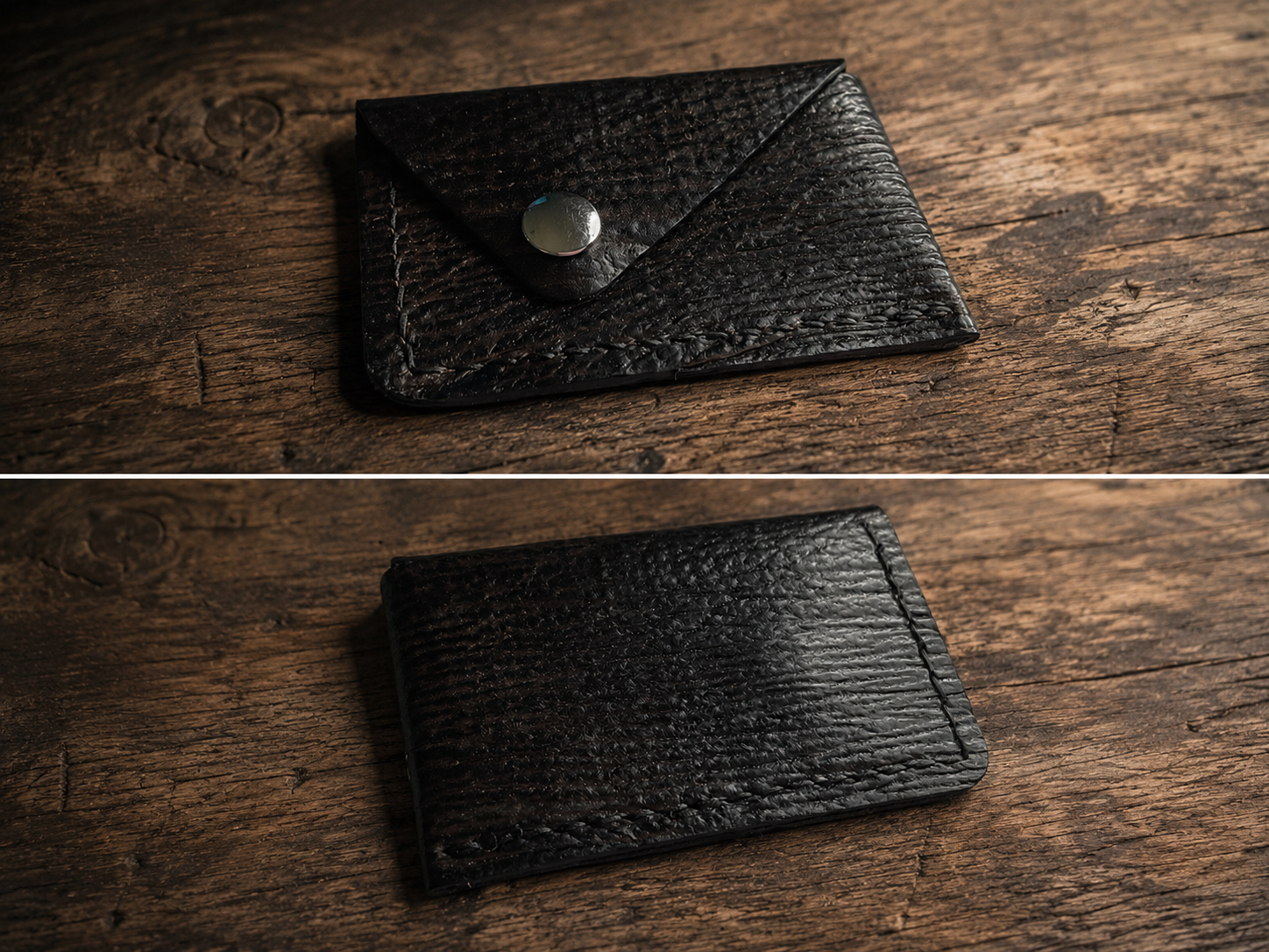Black Shark Leather Snap Wallet