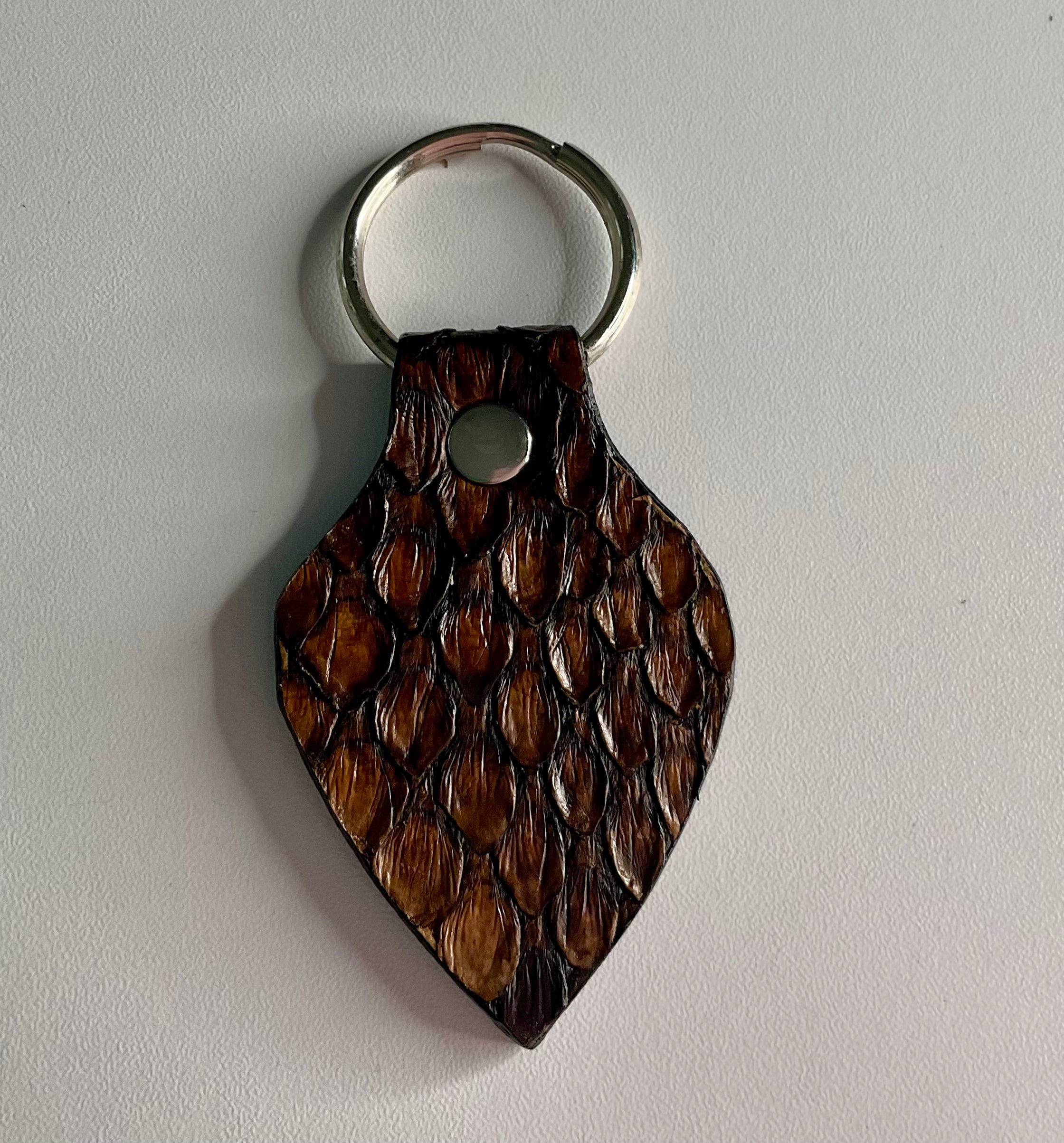 Brown Python Leather Keychain – One-of-a-Kind