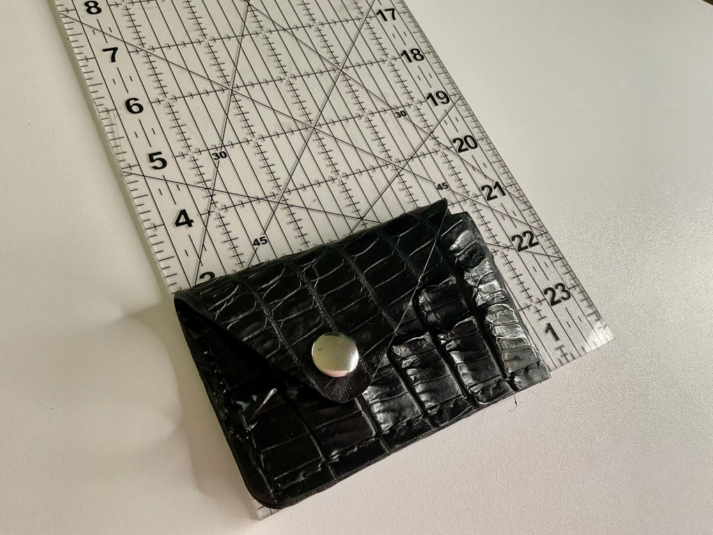 Flap Card Case – Midnight Caiman Leather