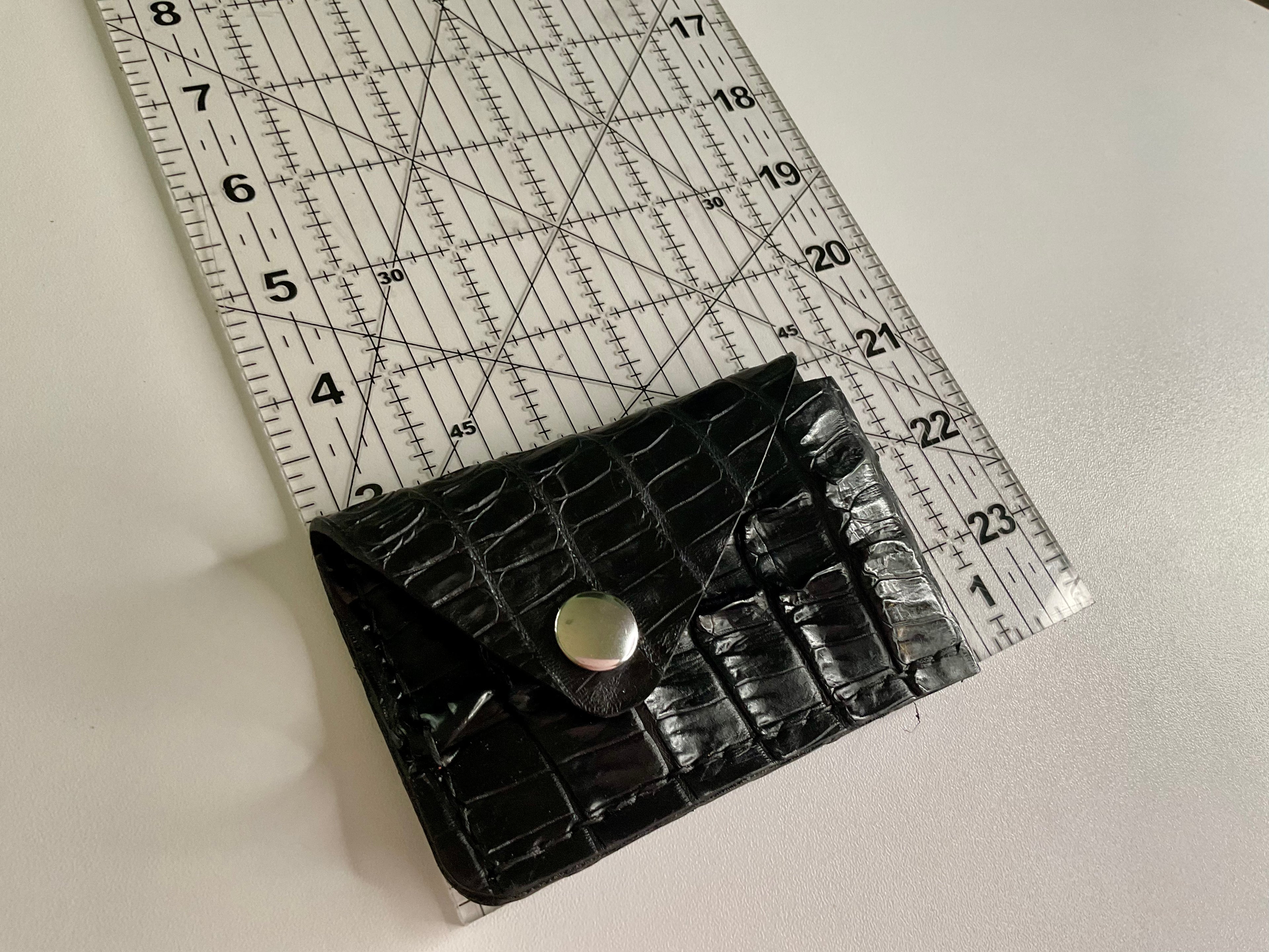 Flap Card Case – Midnight Caiman Leather