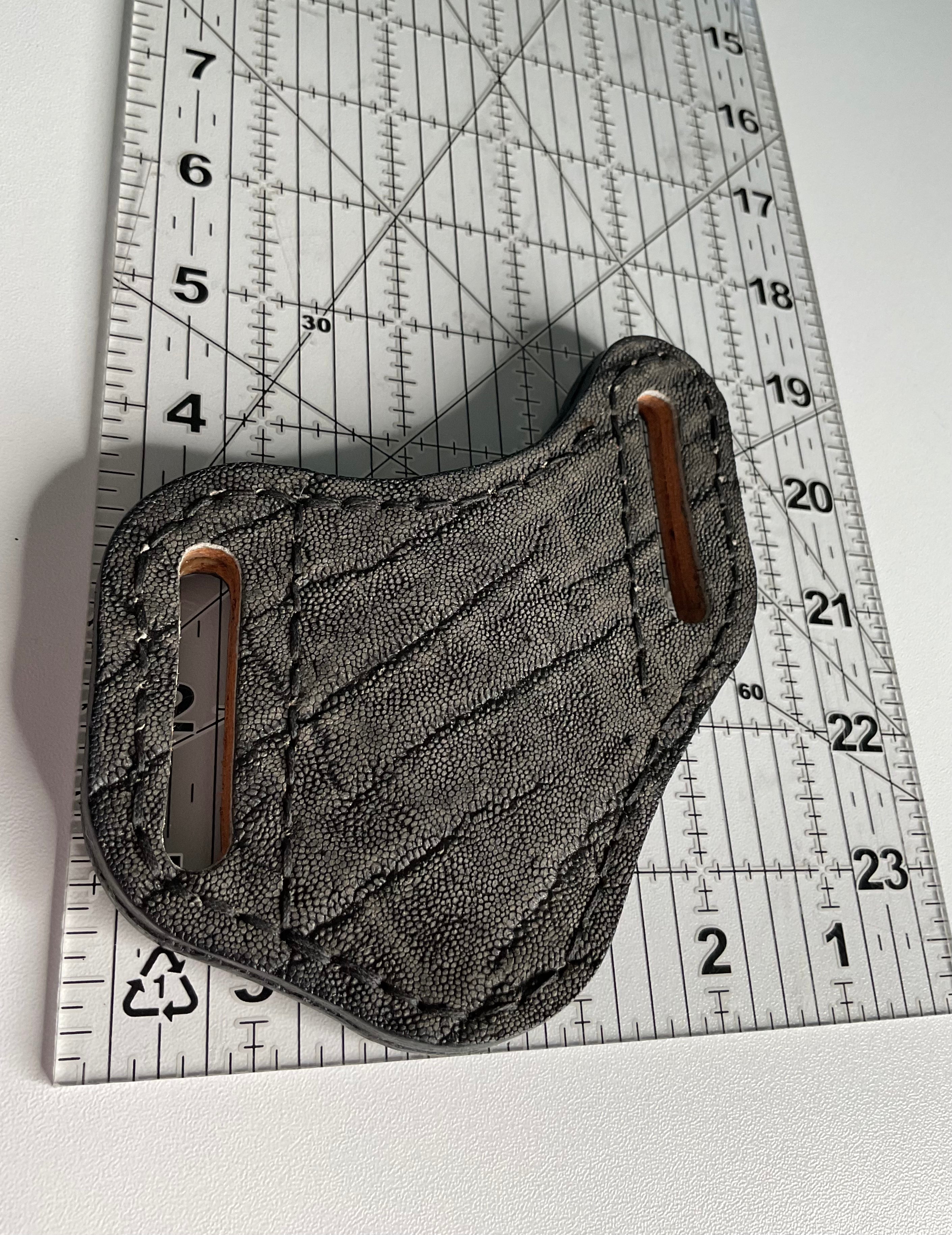 Gray & Black Elephant Leather Knife Sheath