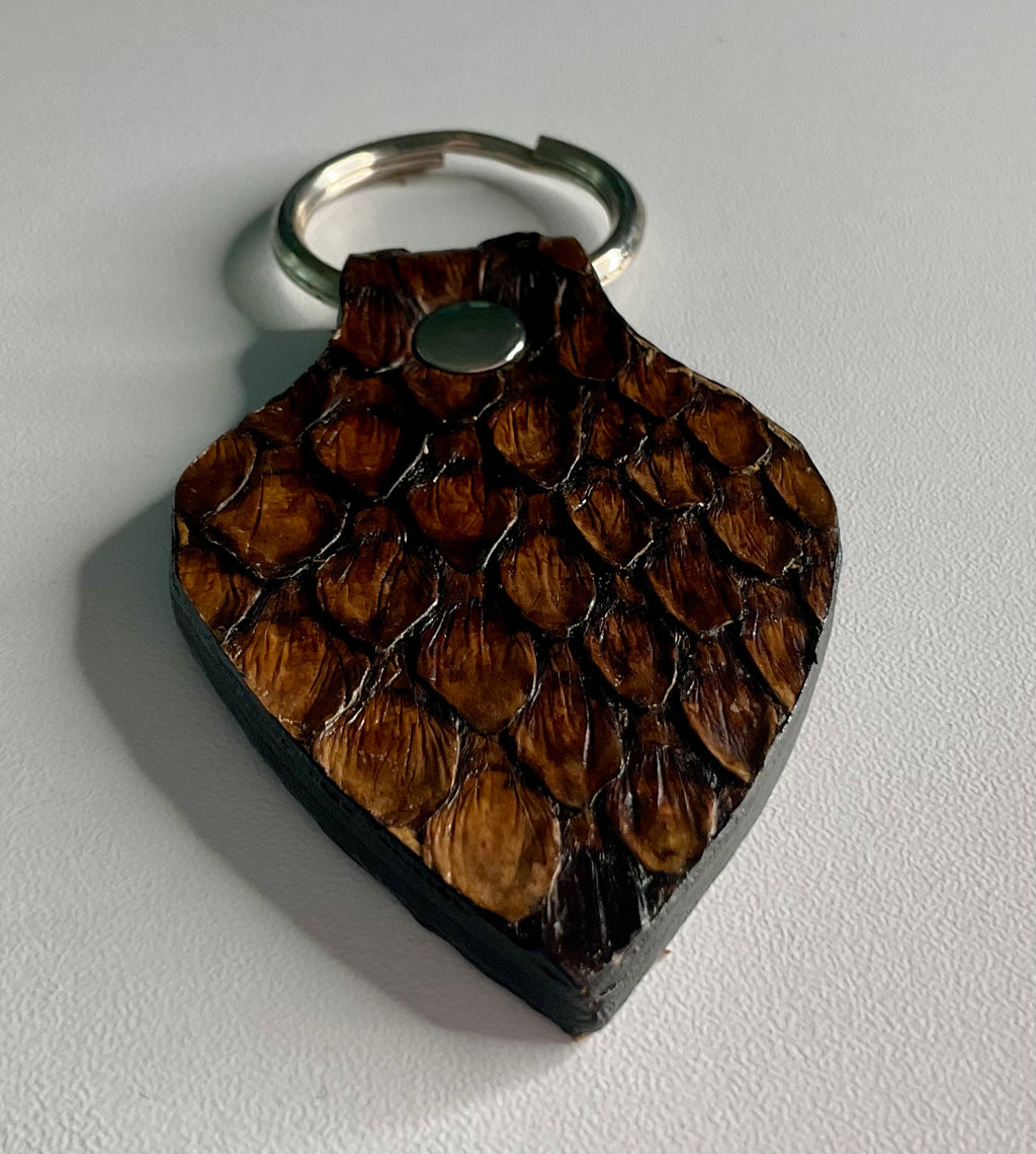 Brown Python Leather Keychain – One-of-a-Kind
