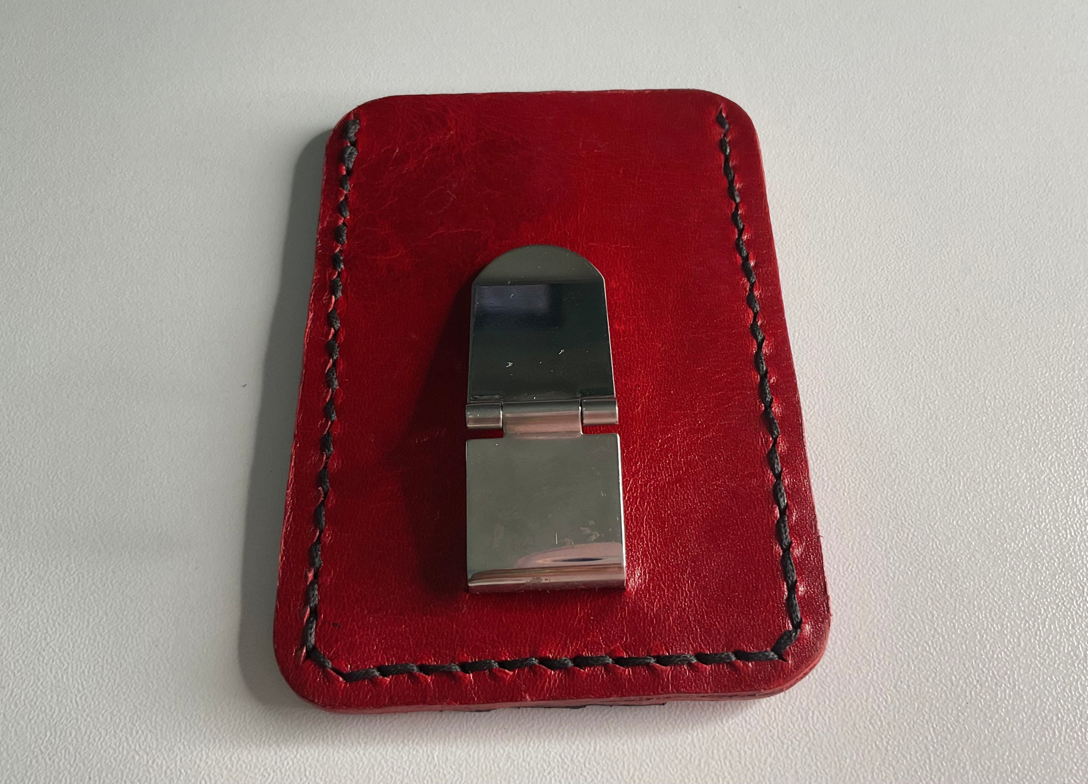 Money Clip & Card Case - Crimson Alligator Leather