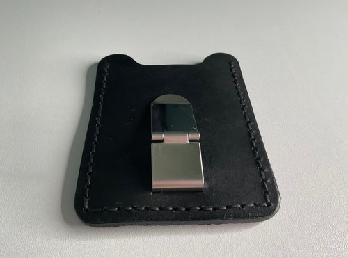 Black Stingray Leather Money Clip & Card Case – Natural Spine Detai