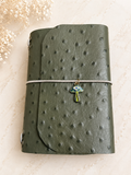 Mini Passport Journal – Olive Mushroom Ostrich Print