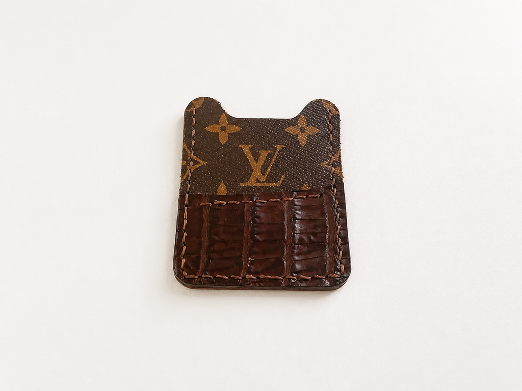 Caiman Gator Repurposed Leather Card Case