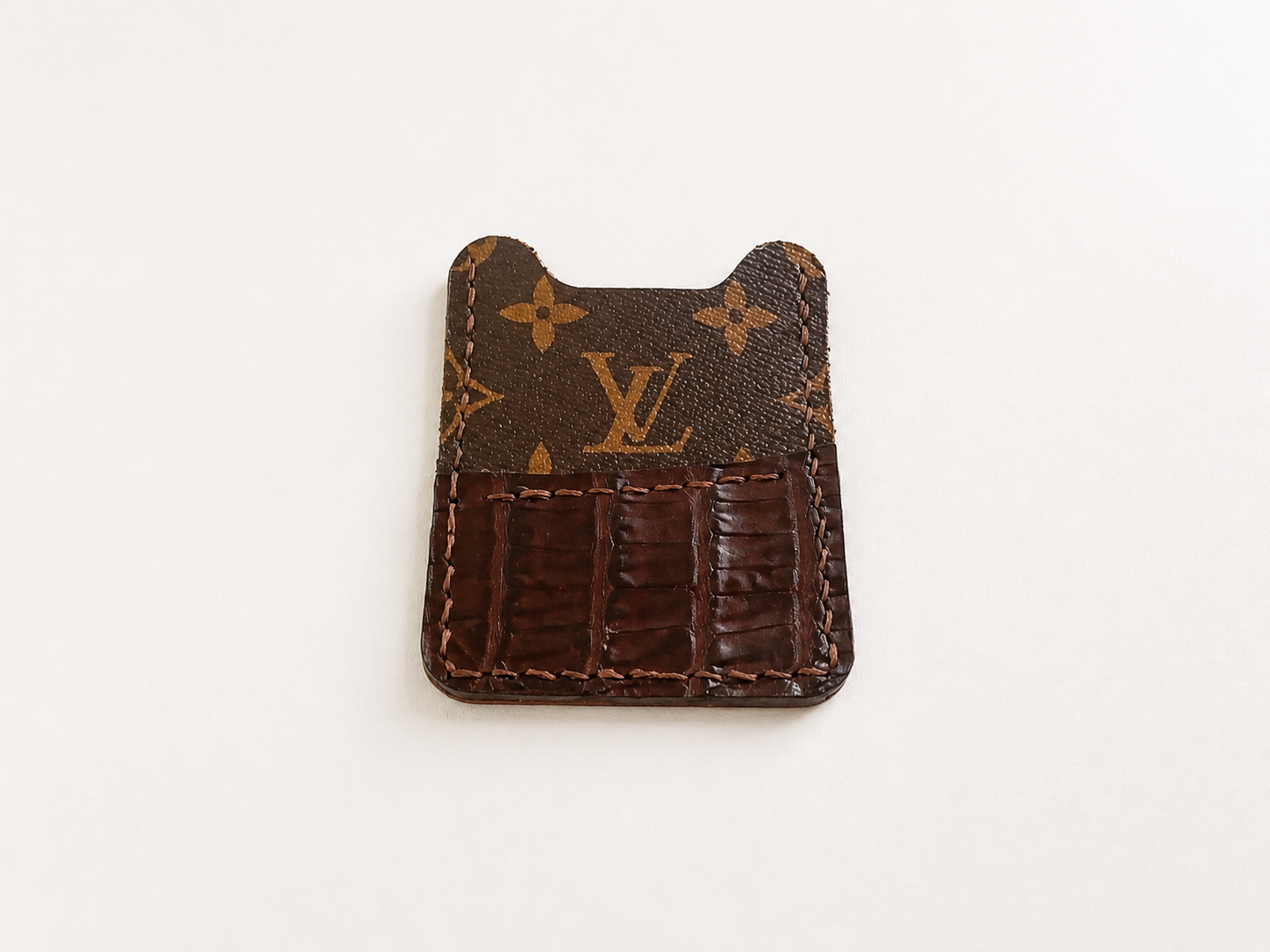 Caiman Gator Repurposed Leather Card Case