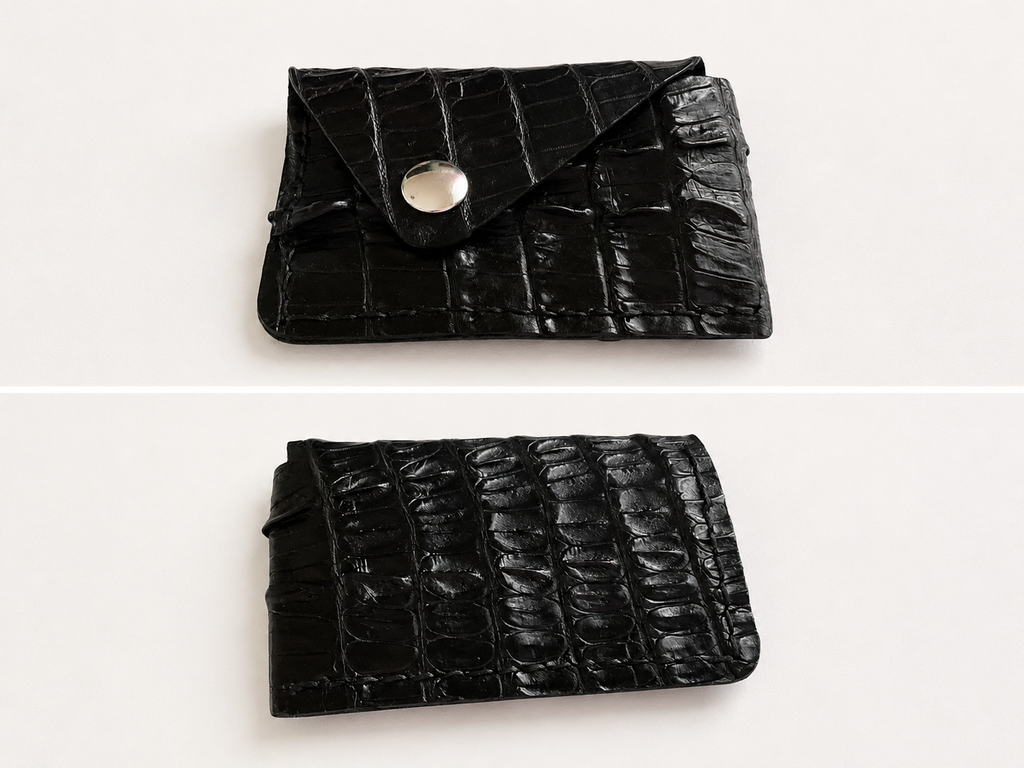 Flap Card Case – Midnight Caiman Leather