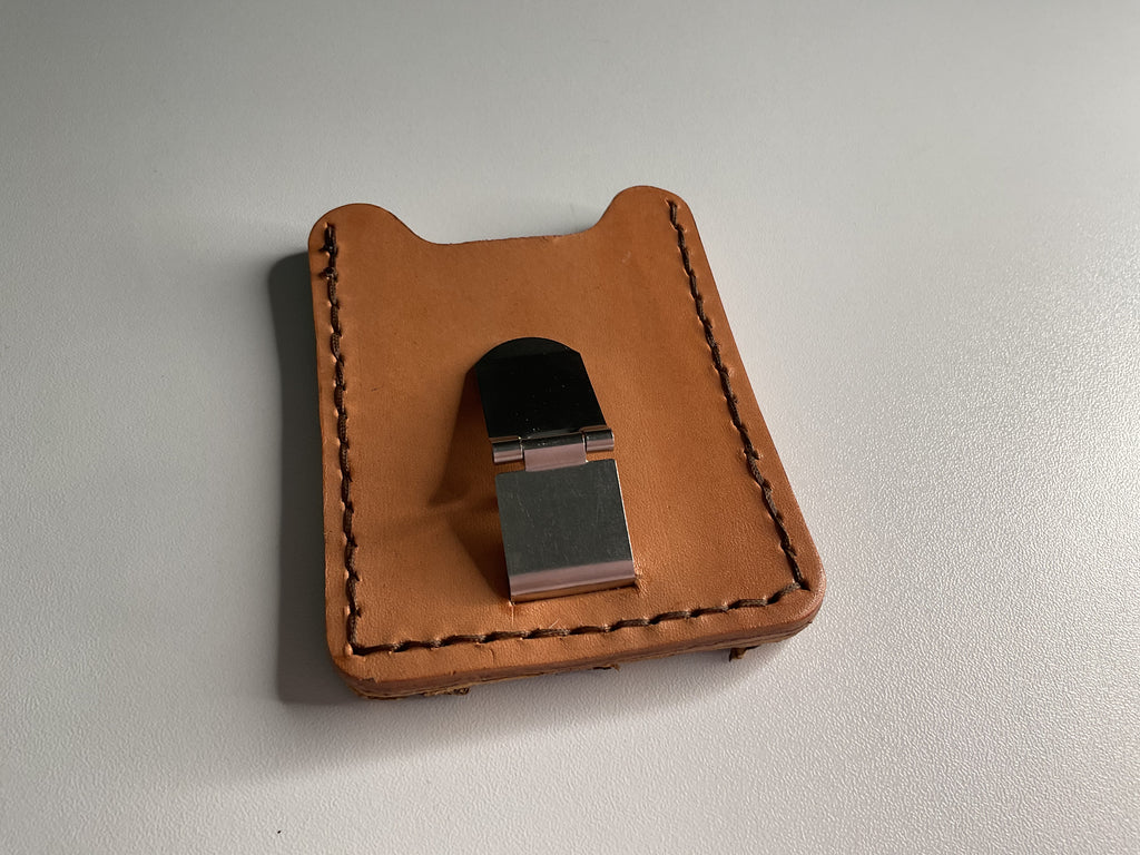 Money Clip Card Case – Rustic Brown Pirarucu Leather