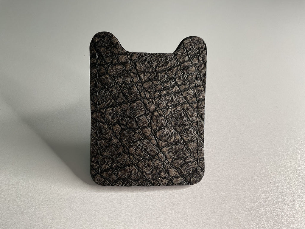 Natural Brown, Gray & Black Elephant Leather Money Clip & Card Case