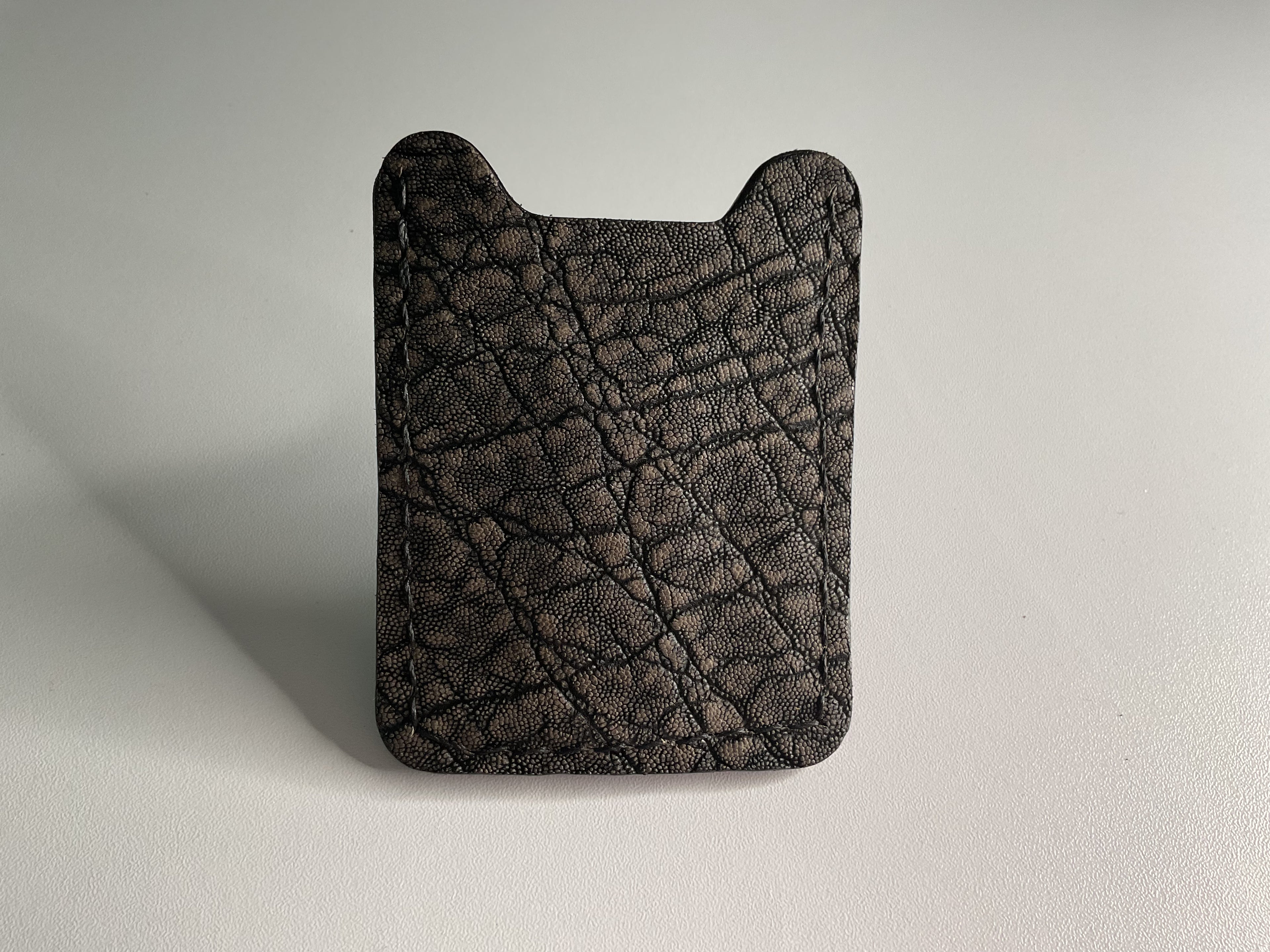 Natural Brown, Gray & Black Elephant Leather Money Clip & Card Case