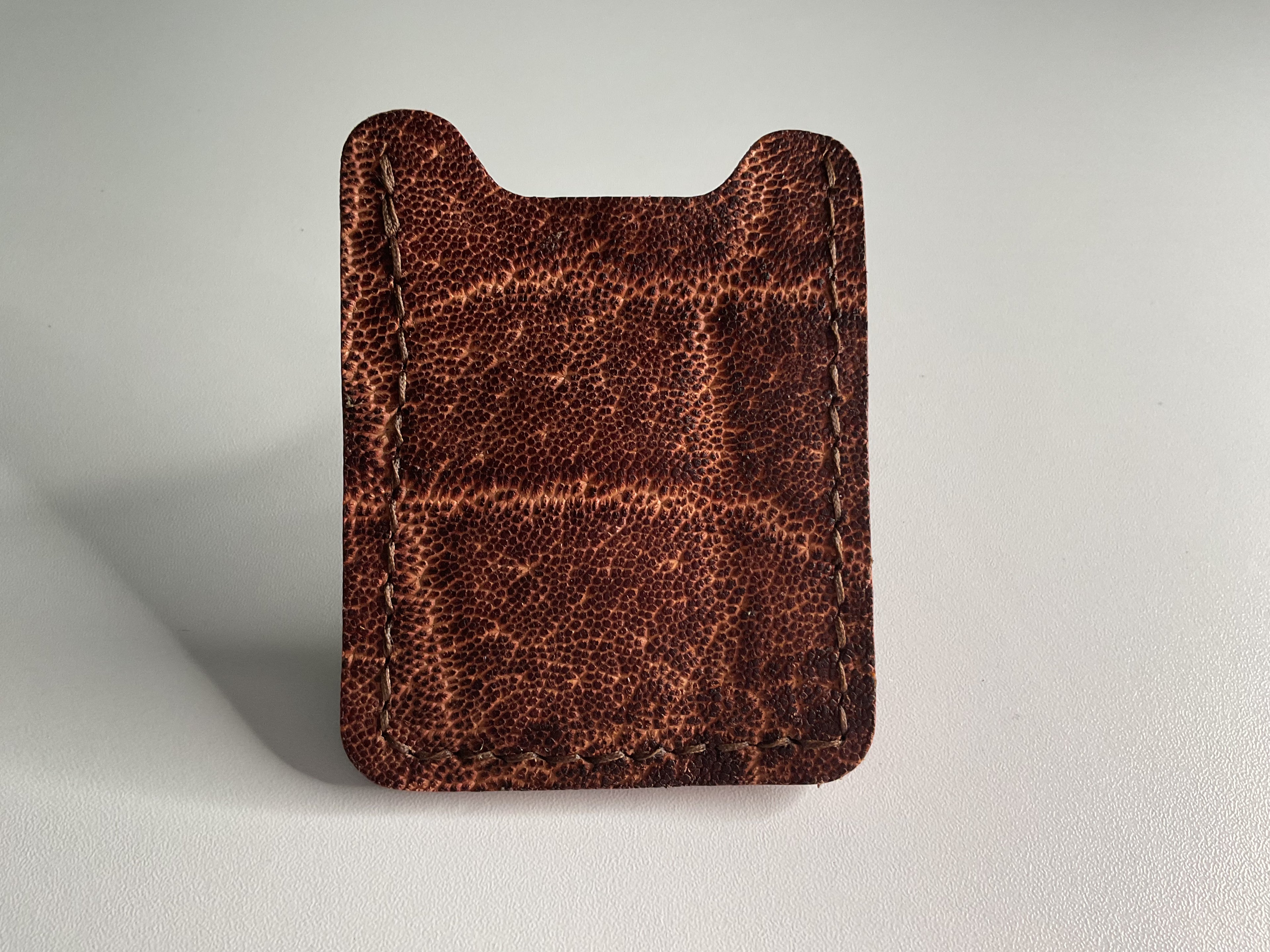 Brown Ripple Elephant Leather Money Clip & Card Case