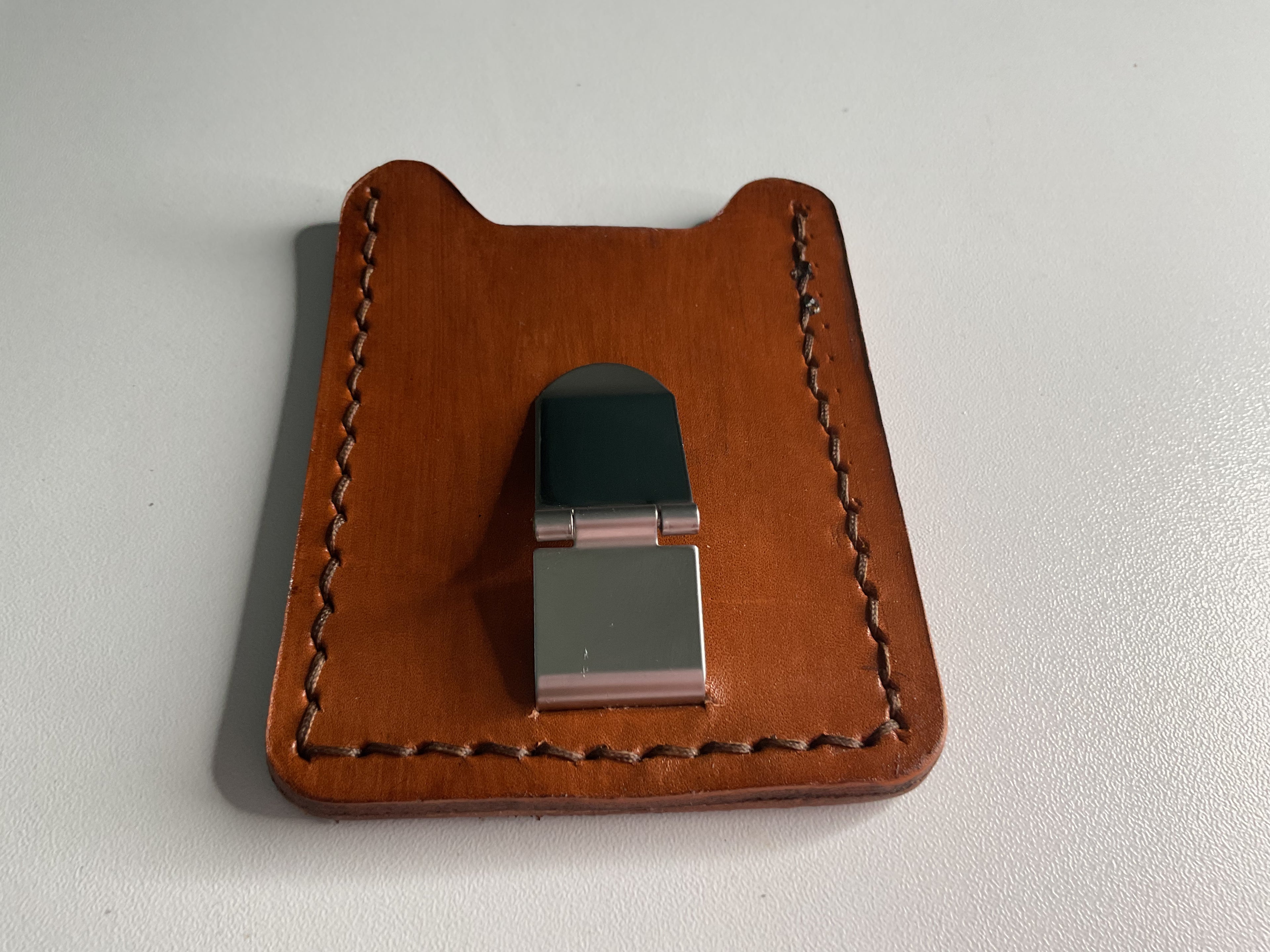 Brown Ripple Elephant Leather Money Clip & Card Case