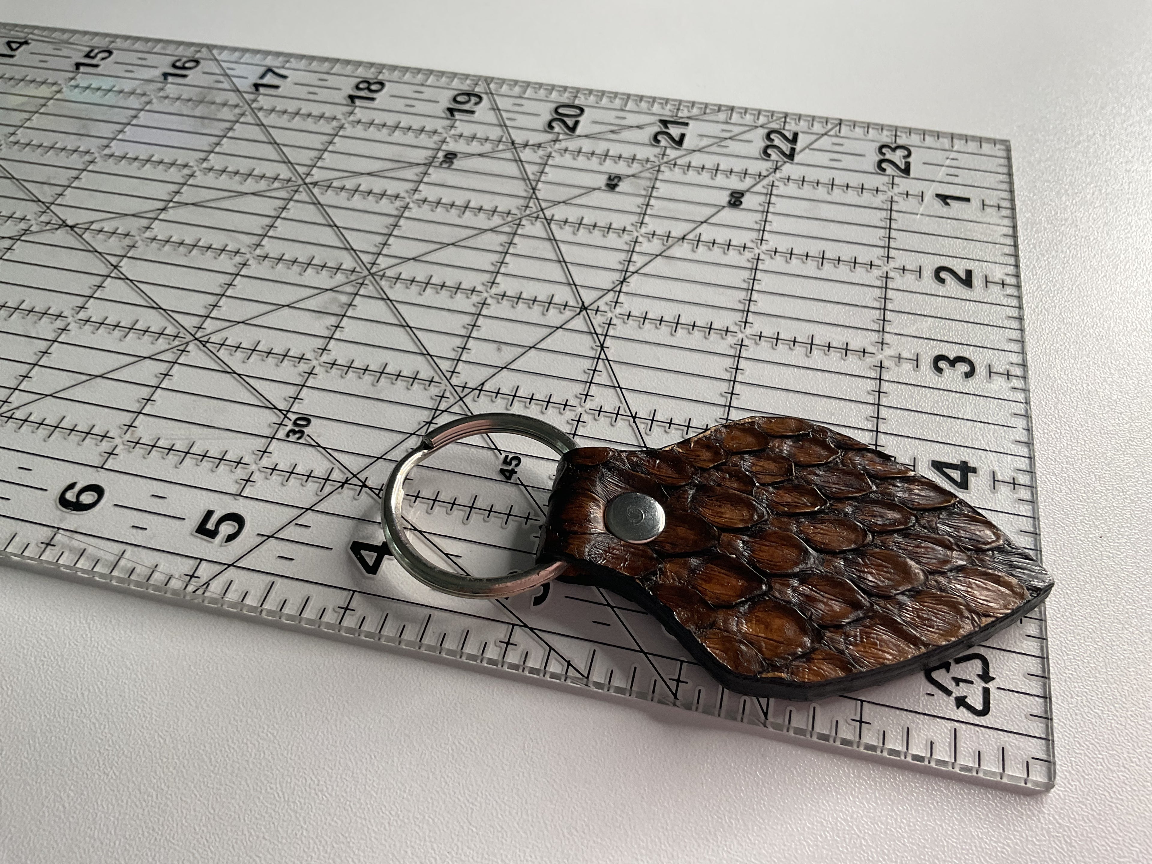 Brown Python Leather Keychain – One-of-a-Kind