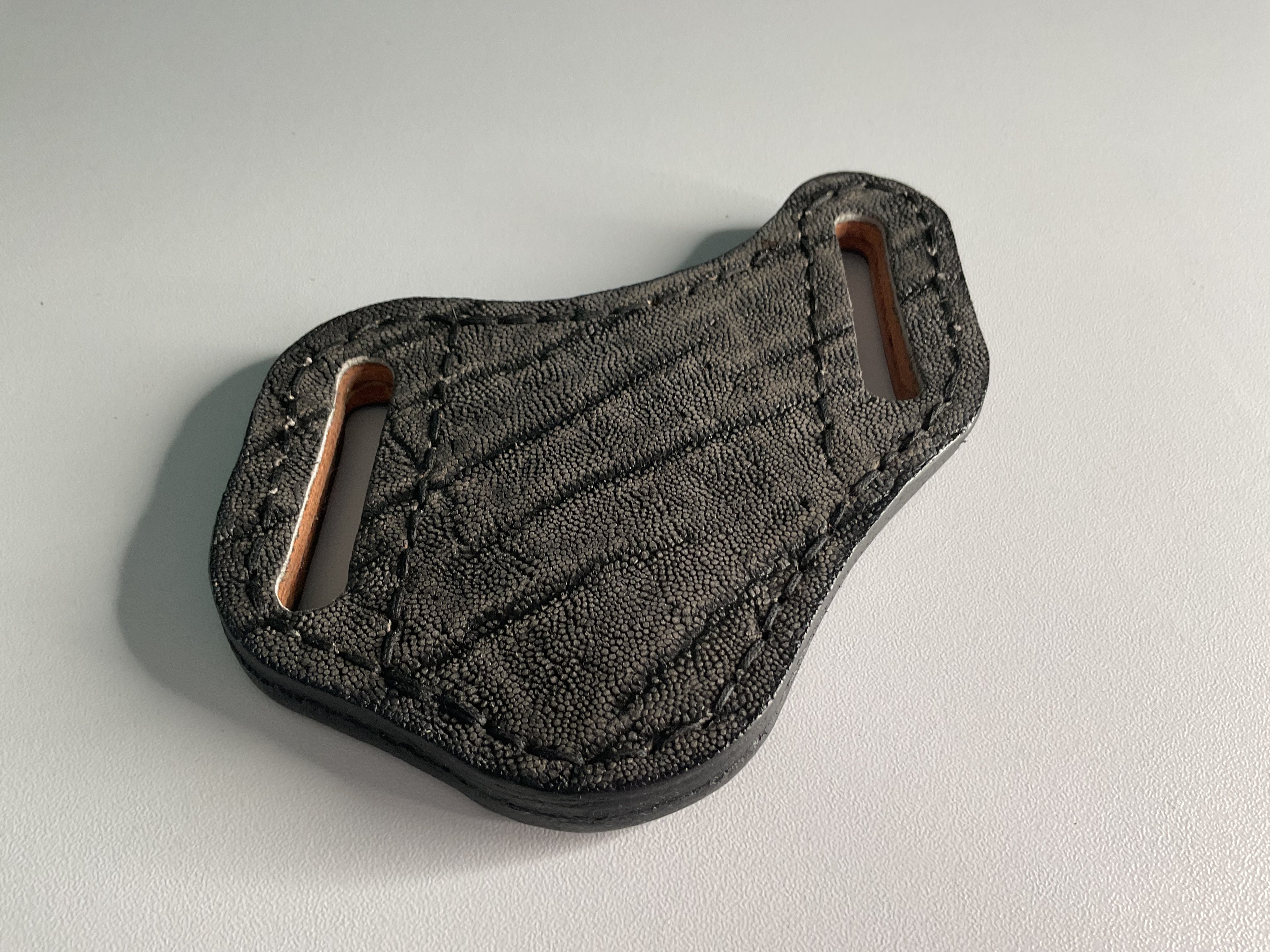 Gray & Black Elephant Leather Knife Sheath