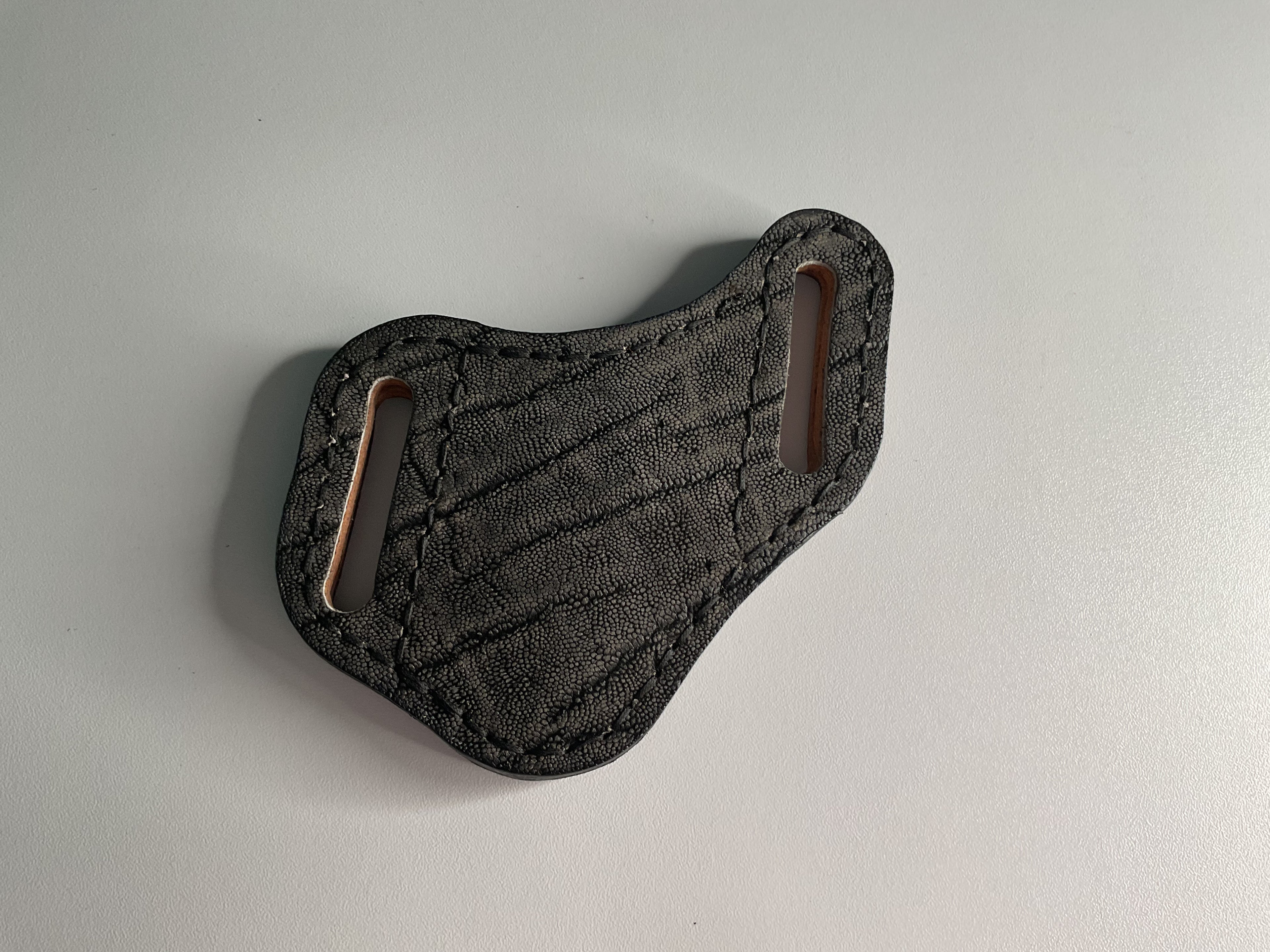 Gray & Black Elephant Leather Knife Sheath