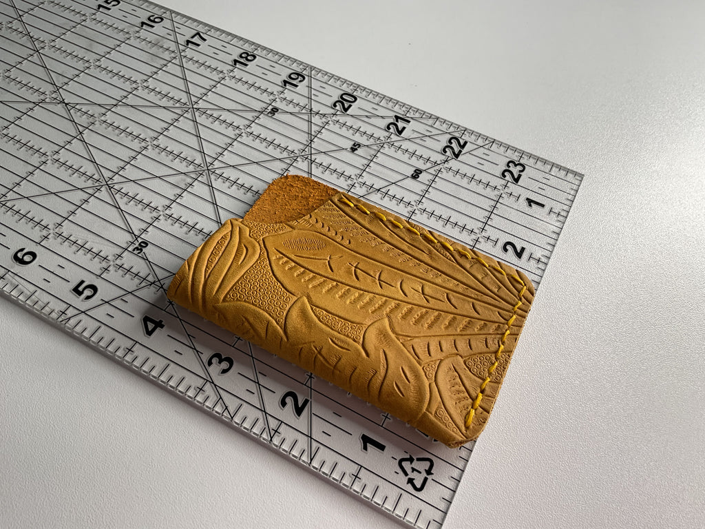 “Golden Western Floral Leather Card Holder”