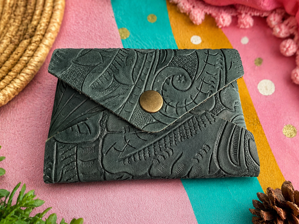 Envelope Card Holder – Deep Sage Green Western Floral