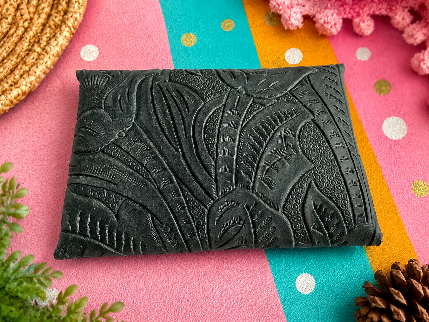 Envelope Card Holder – Deep Sage Green Western Floral