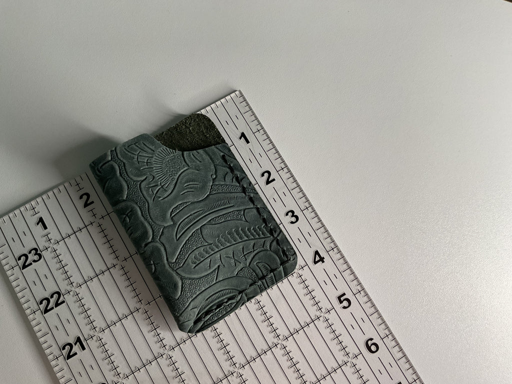 Minimalist Card Holder – Deep Sage Green Floral Print