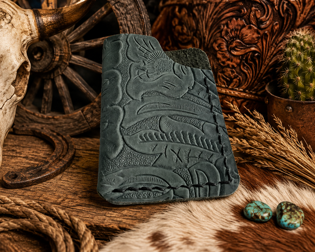 Minimalist Card Holder – Deep Sage Green Floral Print