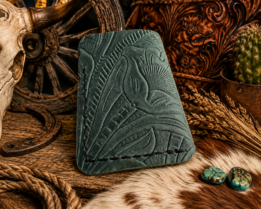 Minimalist Card Holder – Deep Sage Green Floral Print