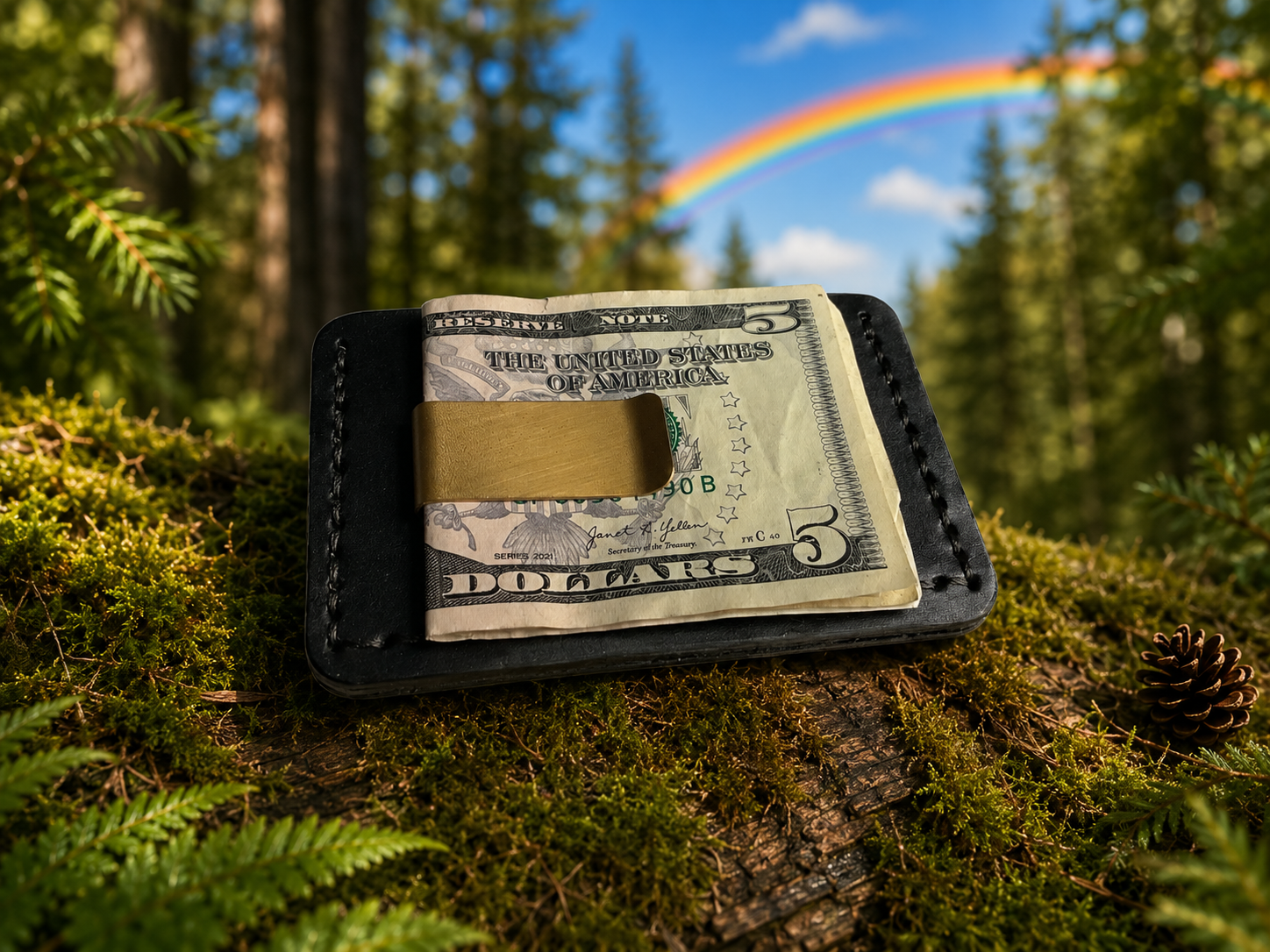 Money Clip Card Case – Cheetah Print Cowhide with Gold Money Clip