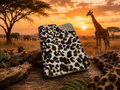 Minimalist Card Holder – Leopard Print Cowhide with Gold Flat Cap Snaps