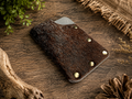 Minimalist Card Holder – Light Brown Cowhide with Gold Flat Snaps