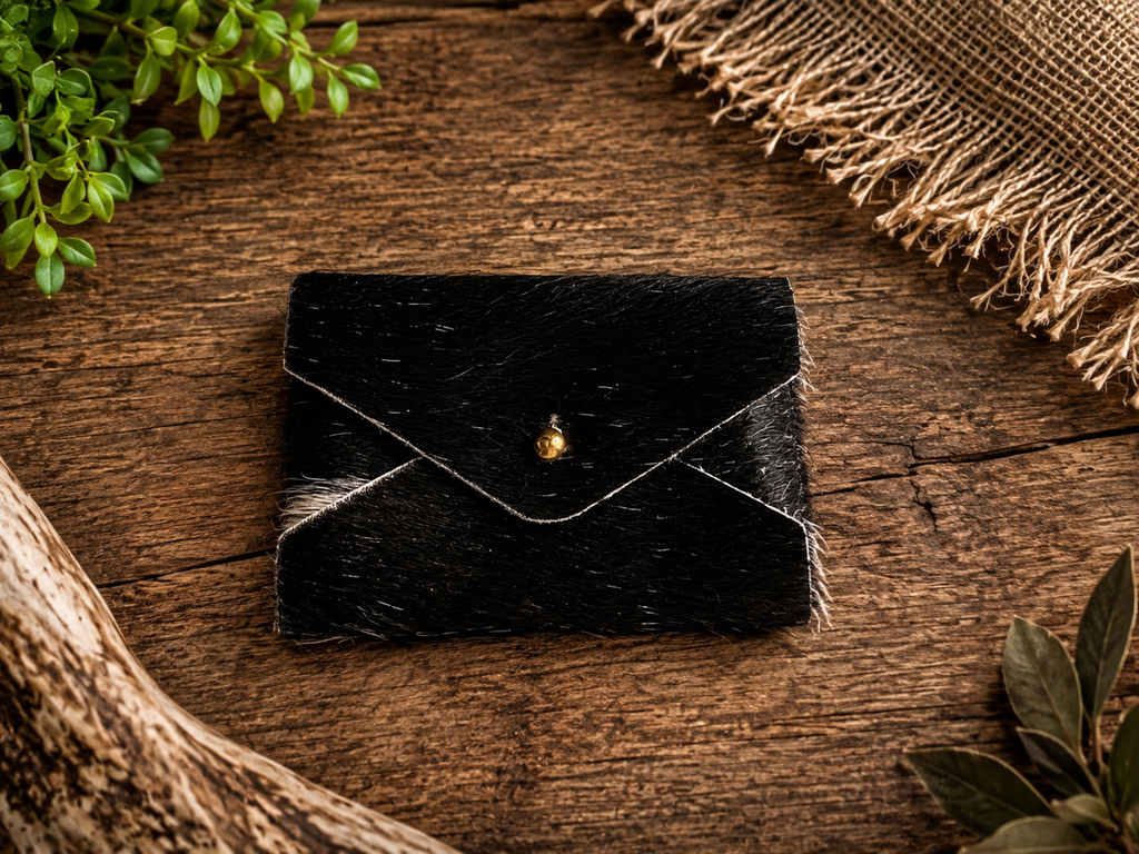Envelope Card Case – Midnight Drift | Antique Gold Domed Snap