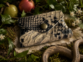 Envelope Card Case – Natural Snake-Print Leather with Antique Gold Flat Snap