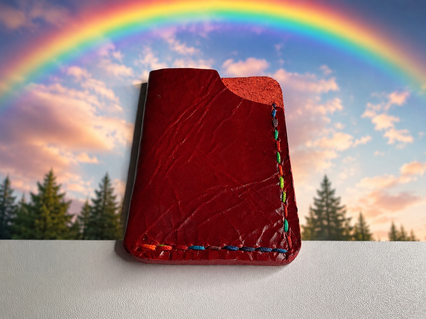 Minimalist Card Holder — Crimson Rainbow